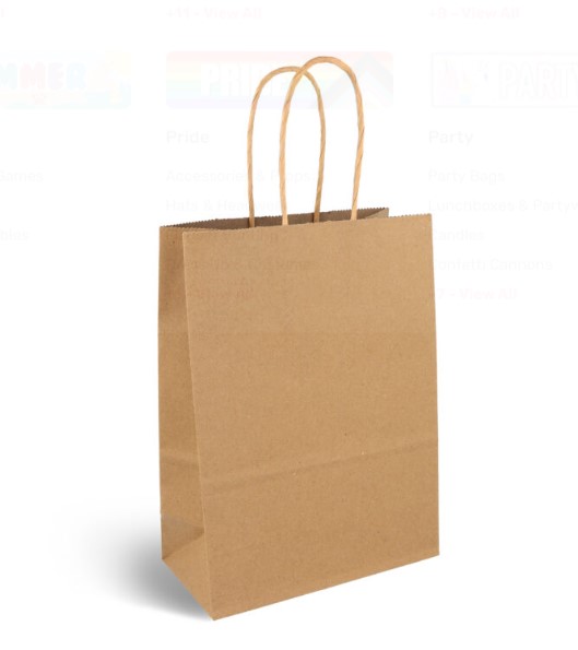 Kraft Brown Paper Party Bag with Matching Handles - Click Image to Close