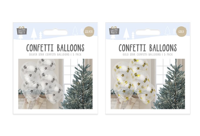 Christmas Star Confetti Balloons ( 5 Pack ) - Click Image to Close