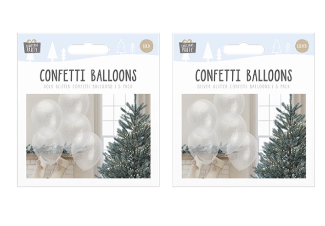 Christmas Glitter Confetti Balloons ( 5 Pack ) - Click Image to Close